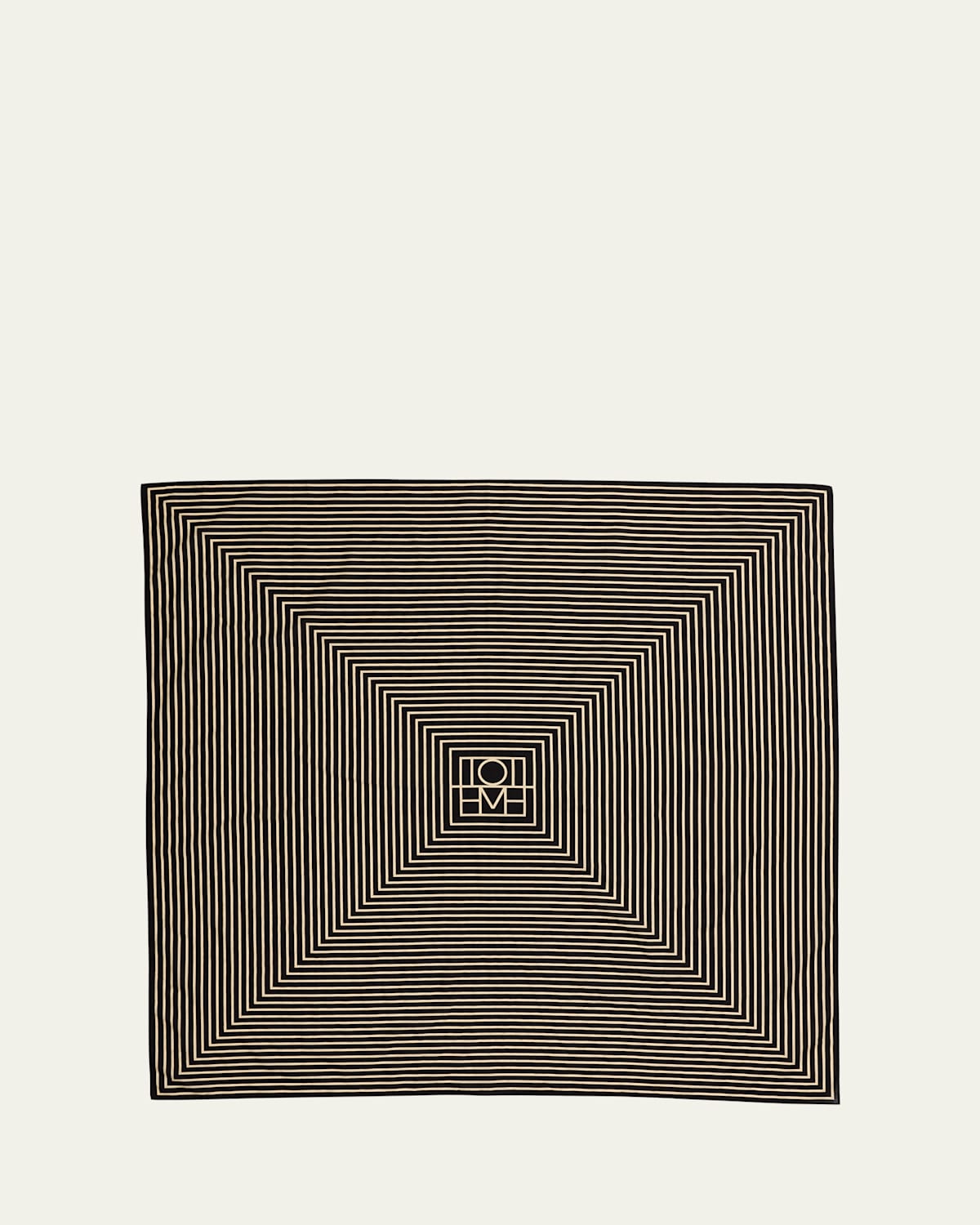 Totême Centered Monogram Silk Scarf Black In Black Monogram 902