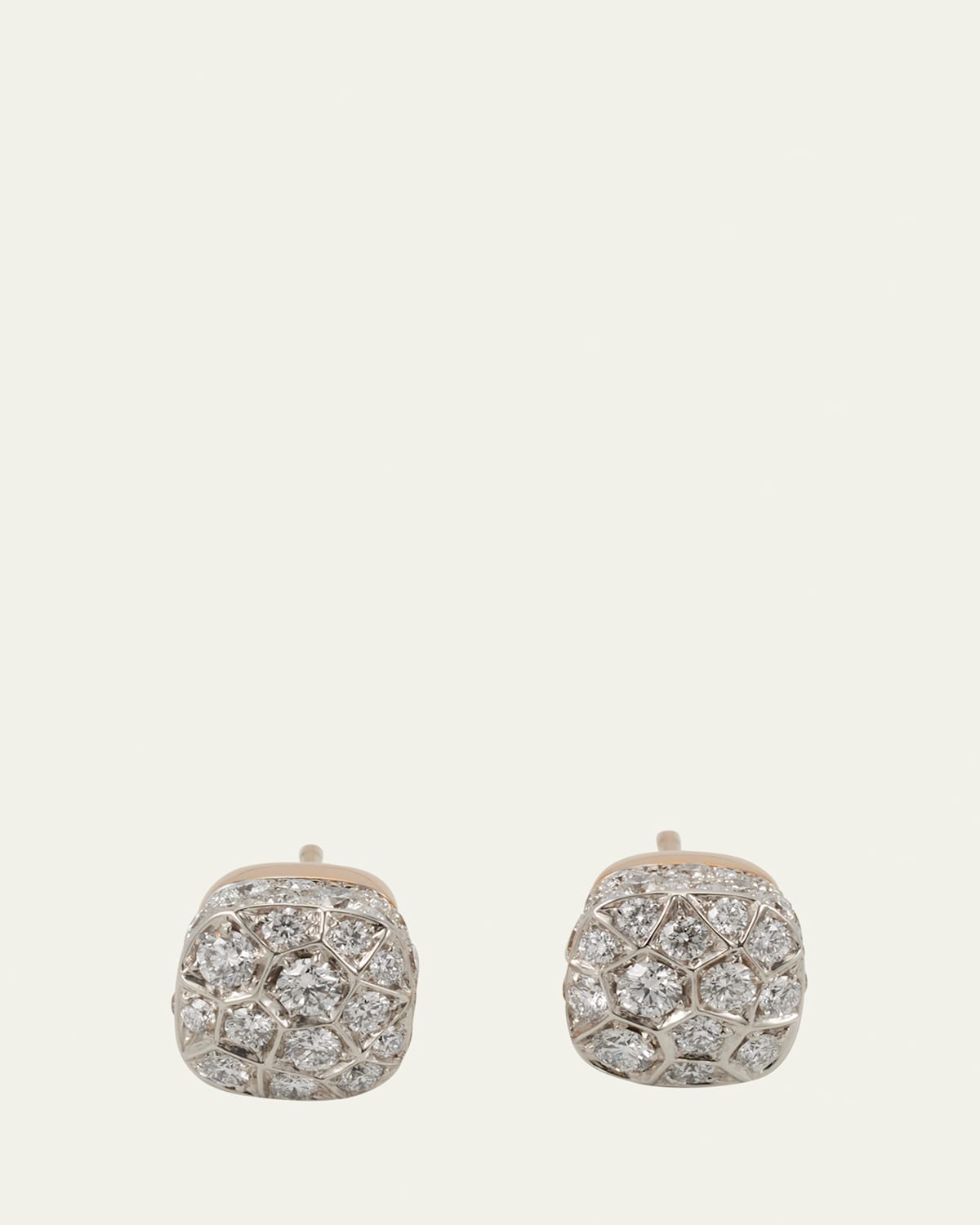 Nudo Solitaire 18K White Gold and Rose Gold Diamond Stud Earrings