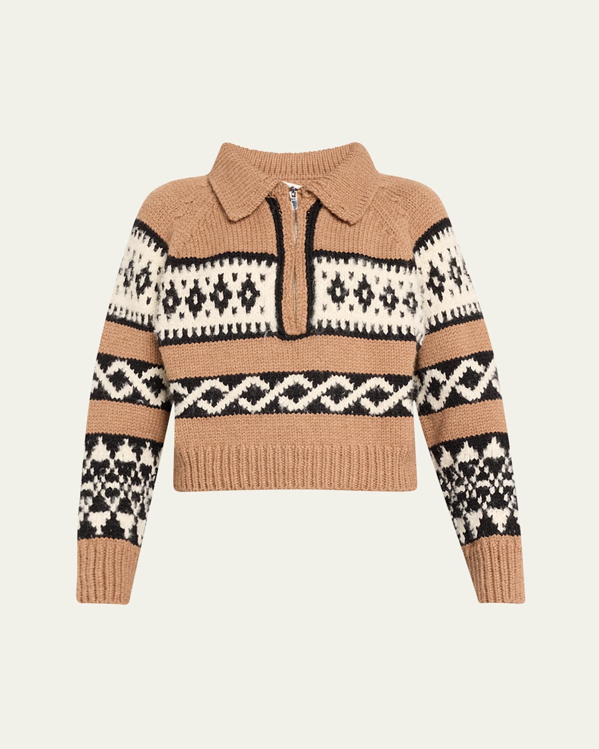 A.l.c . Carter Merino Wool Blend Quarter Zip Pullover In Camel Mult