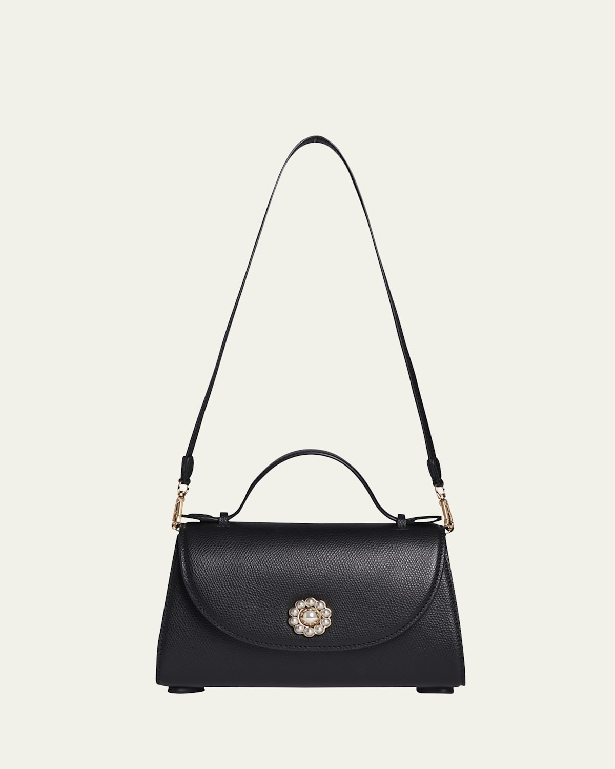 Simone Rocha Valentine Pearly Pochette Leather Crossbody Bag In Black Pearl