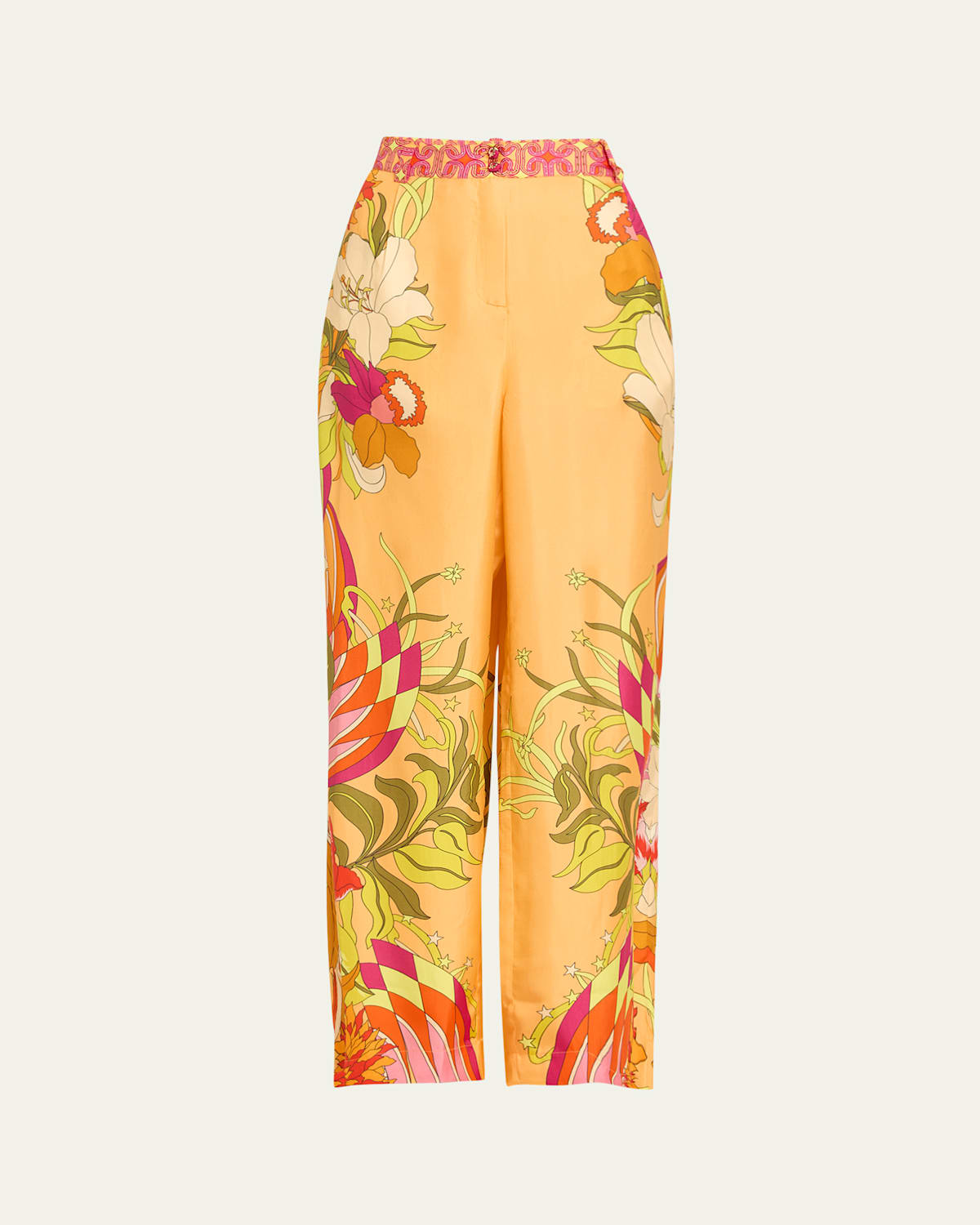 Camilla The Flower Child Society Wide-leg Silk Trousers In The Flower Child Society