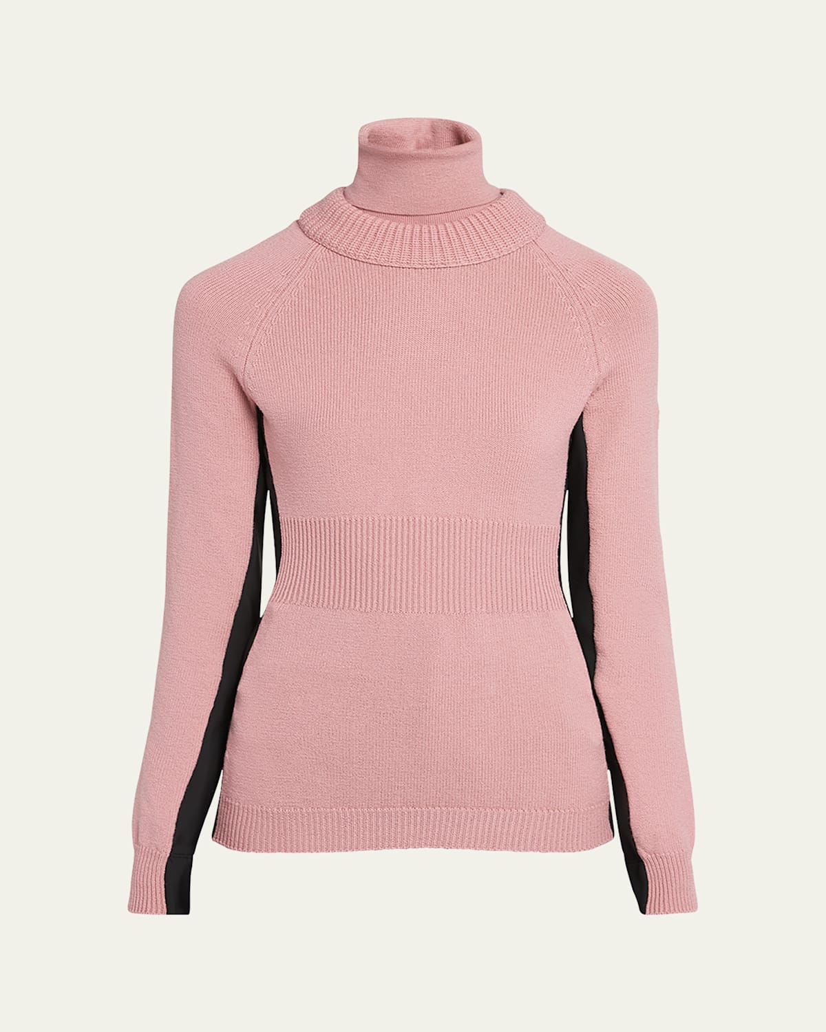 Moncler Wool And Fleece Turtleneck Sweater In Pastel Pink