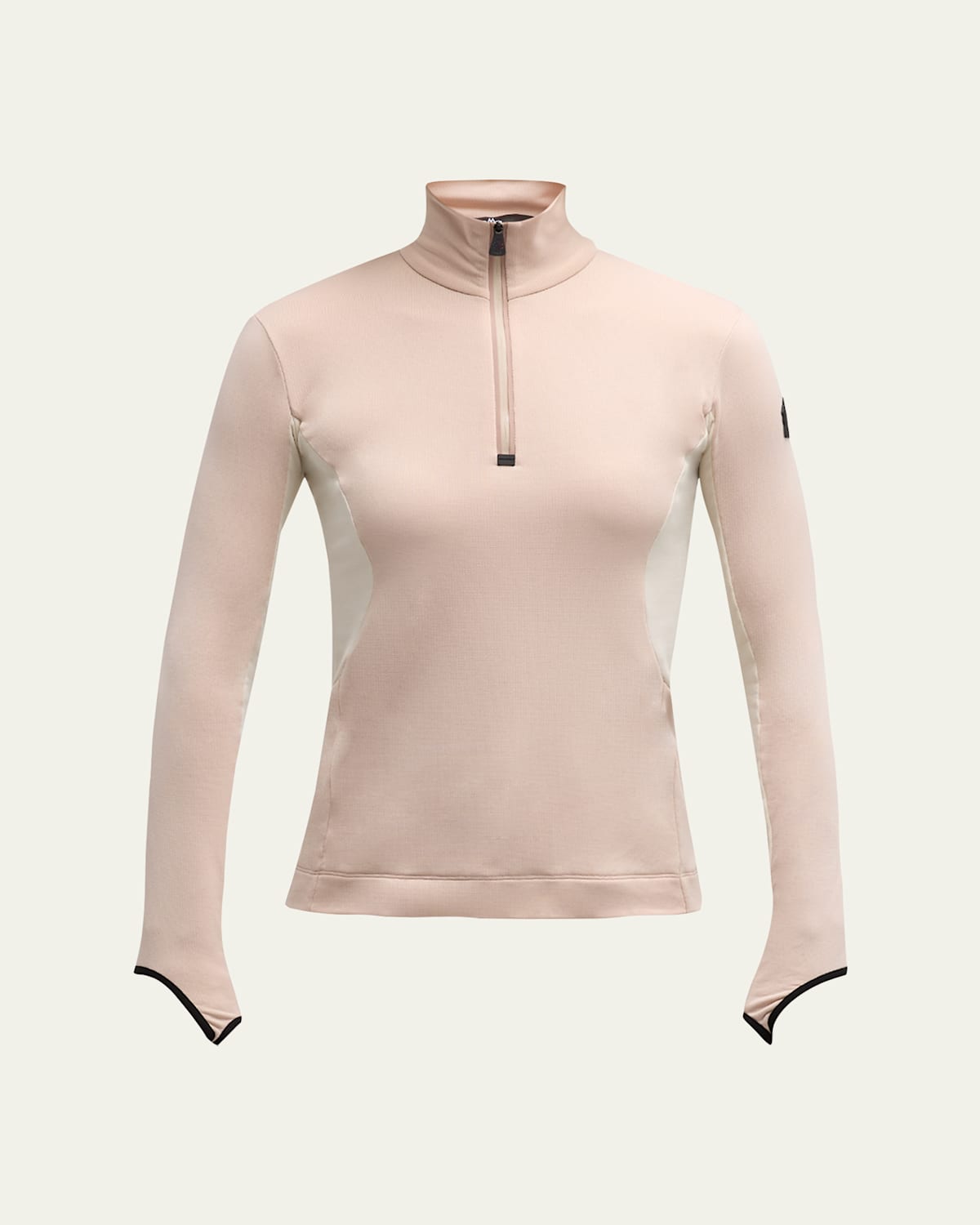 Moncler Grenoble Colorblock Long Sleeve Quarter Zip Ski Top In Light Pink