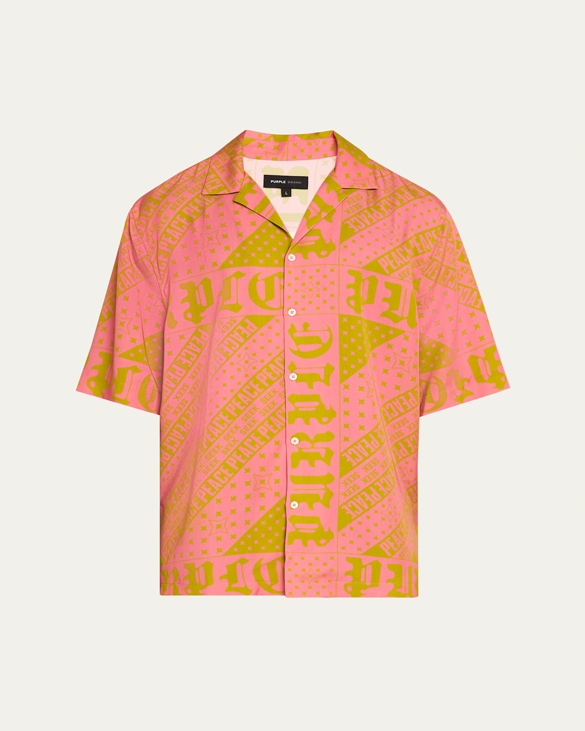 Purple Men's Lyocell Camp Shirt In Aop