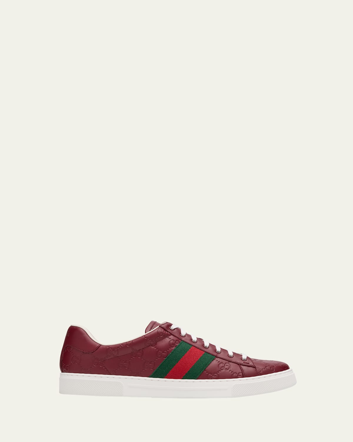 Men's Ace GG Embossed Leather Low-Top Sneakers