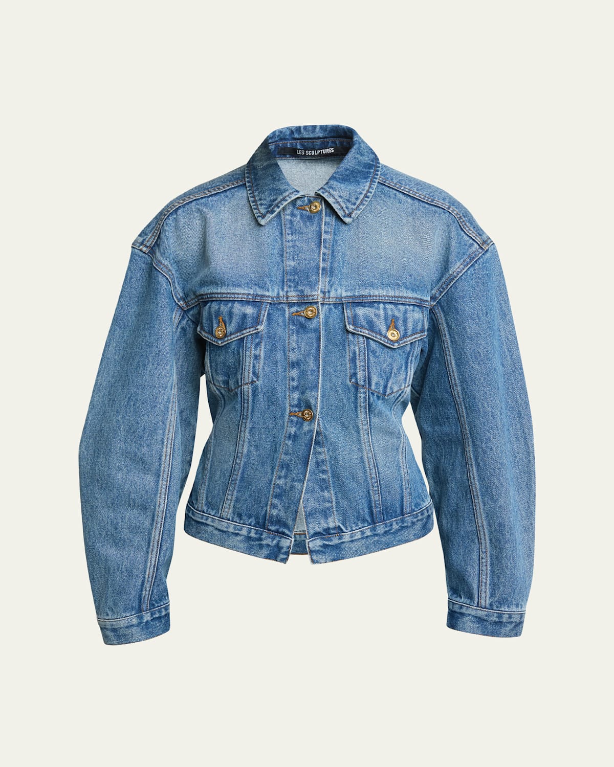 Denim Fitted Wide-Sleeve Jacket