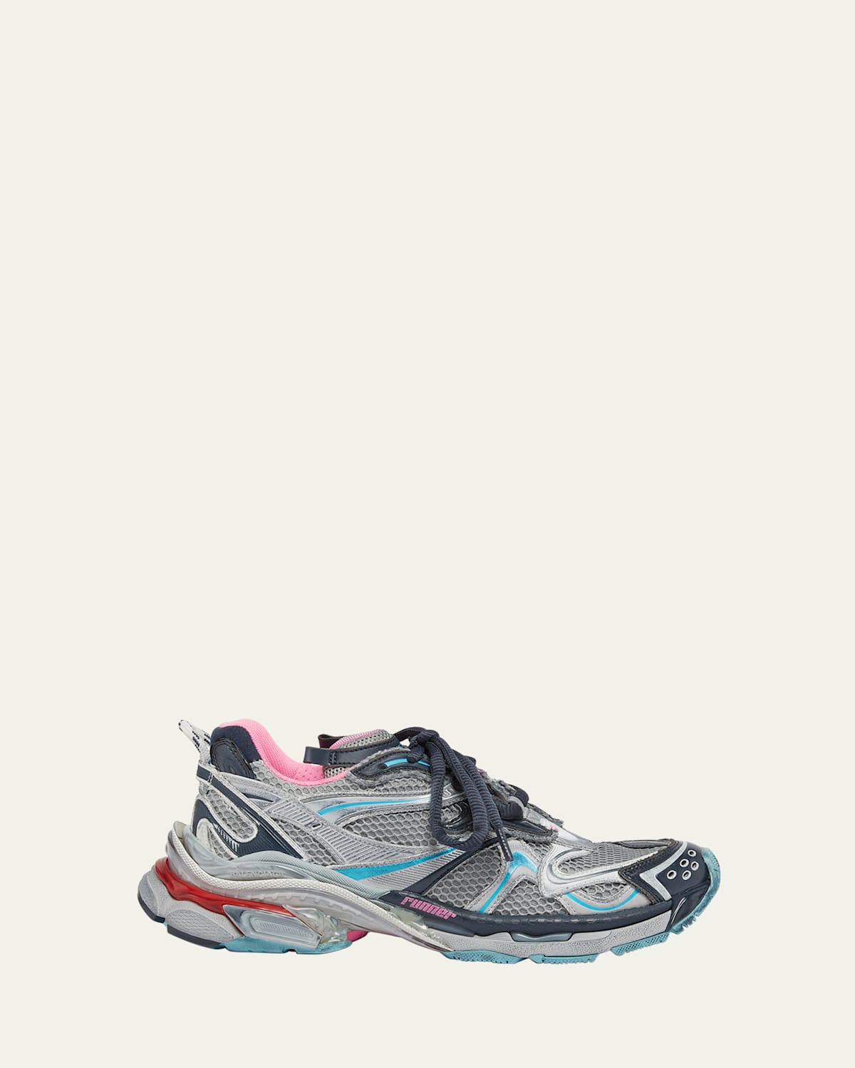 Shop Balenciaga Runner Sneakers In Greybluepinkred