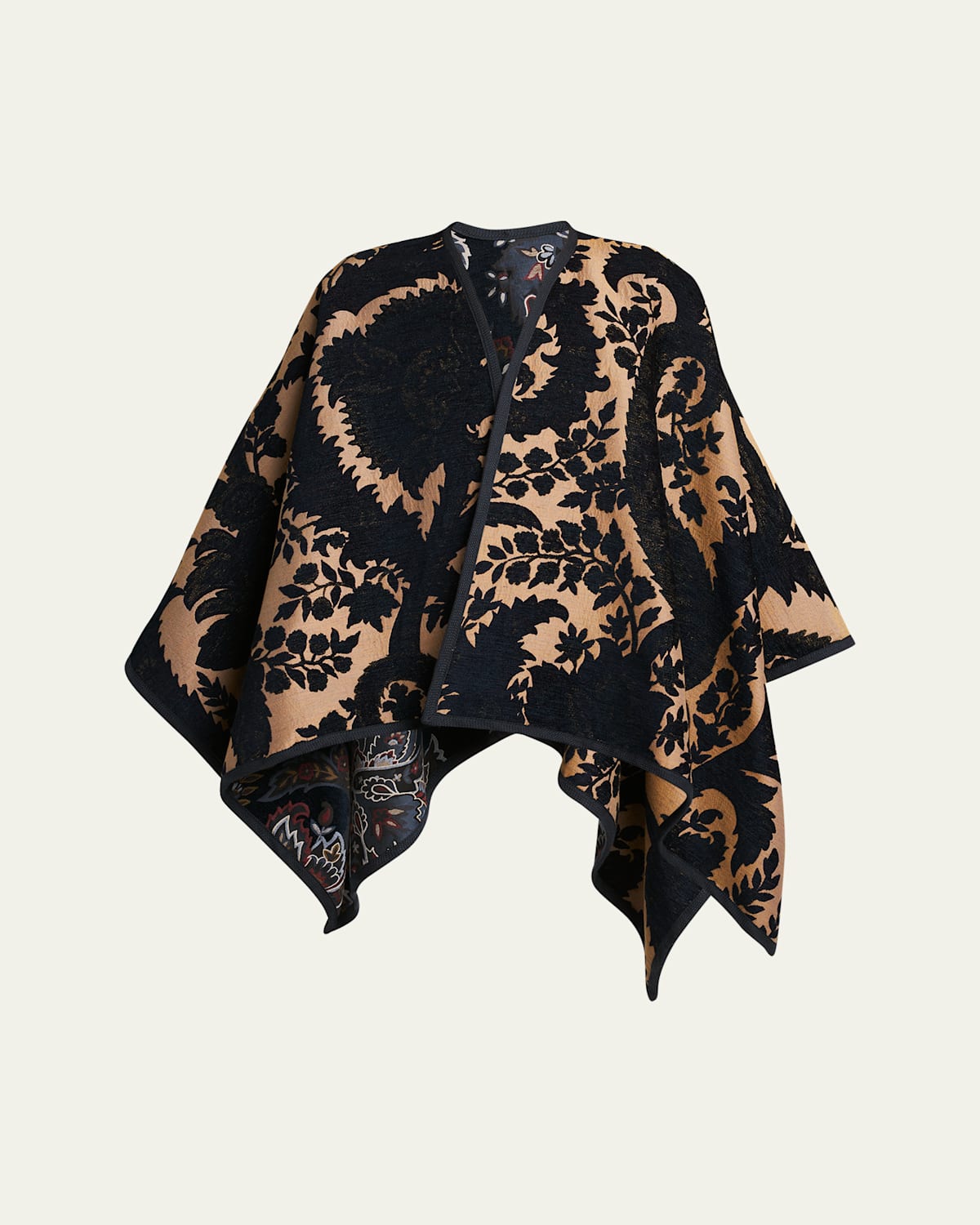 Reversible Floral Jacquard Cape