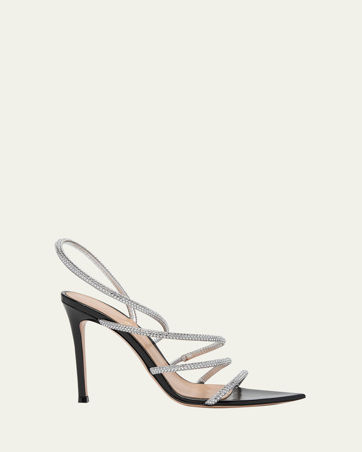 Gianvito Rossi Crystal Ettie 105 Heeled Sandals In Silver/black