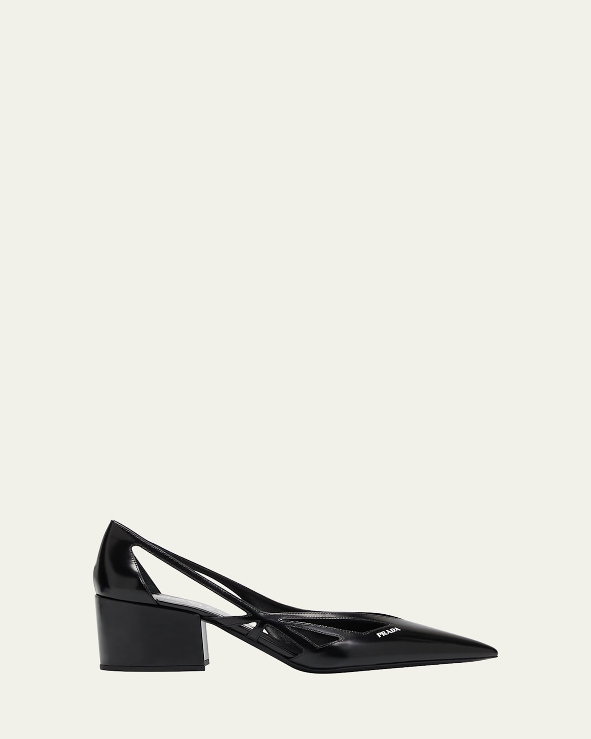 Prada Leather Cutout Block-heel Pumps In Animal Print