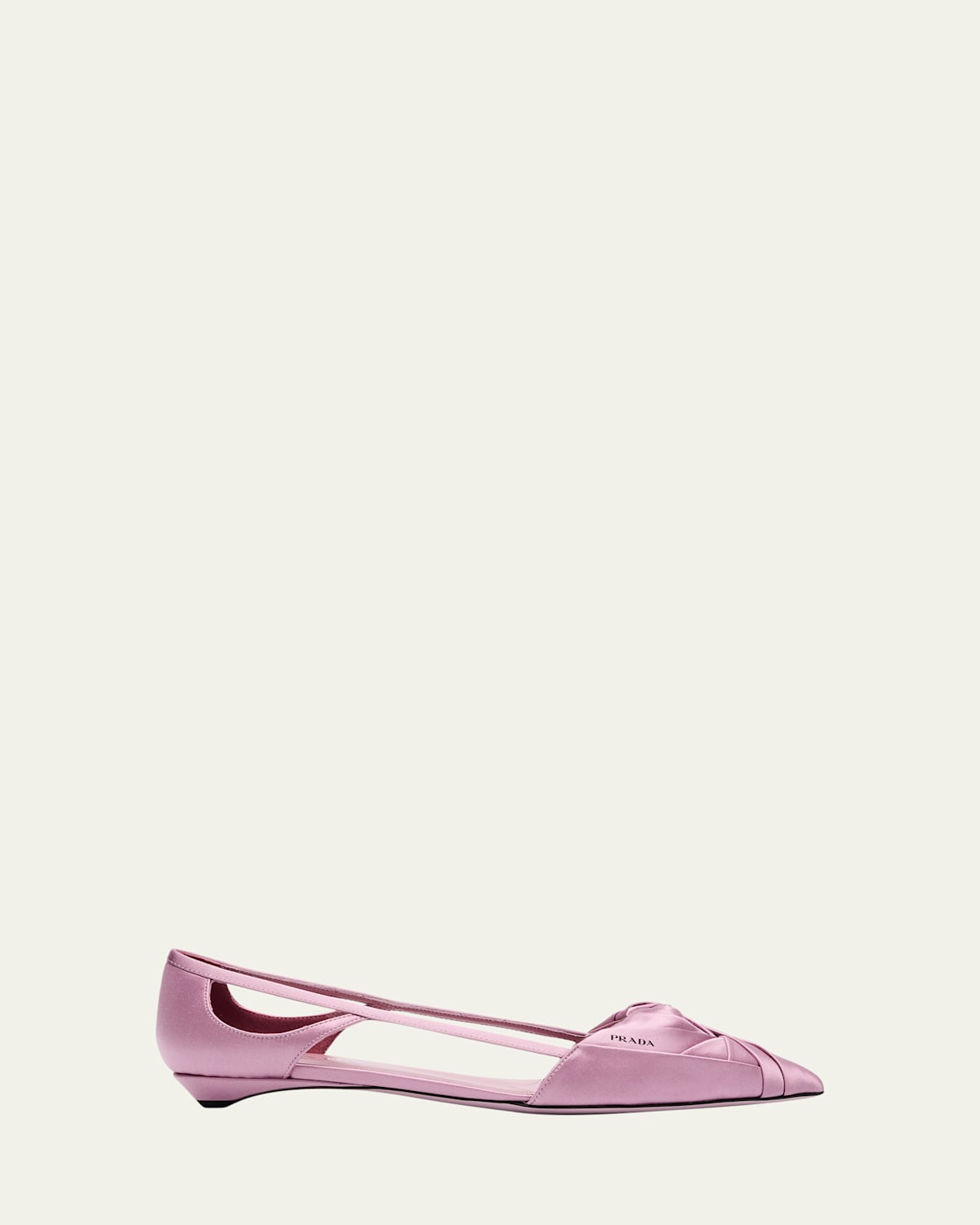 Prada Satin Ballerinas With Cut-out Design And Pointed Toe In Confetto