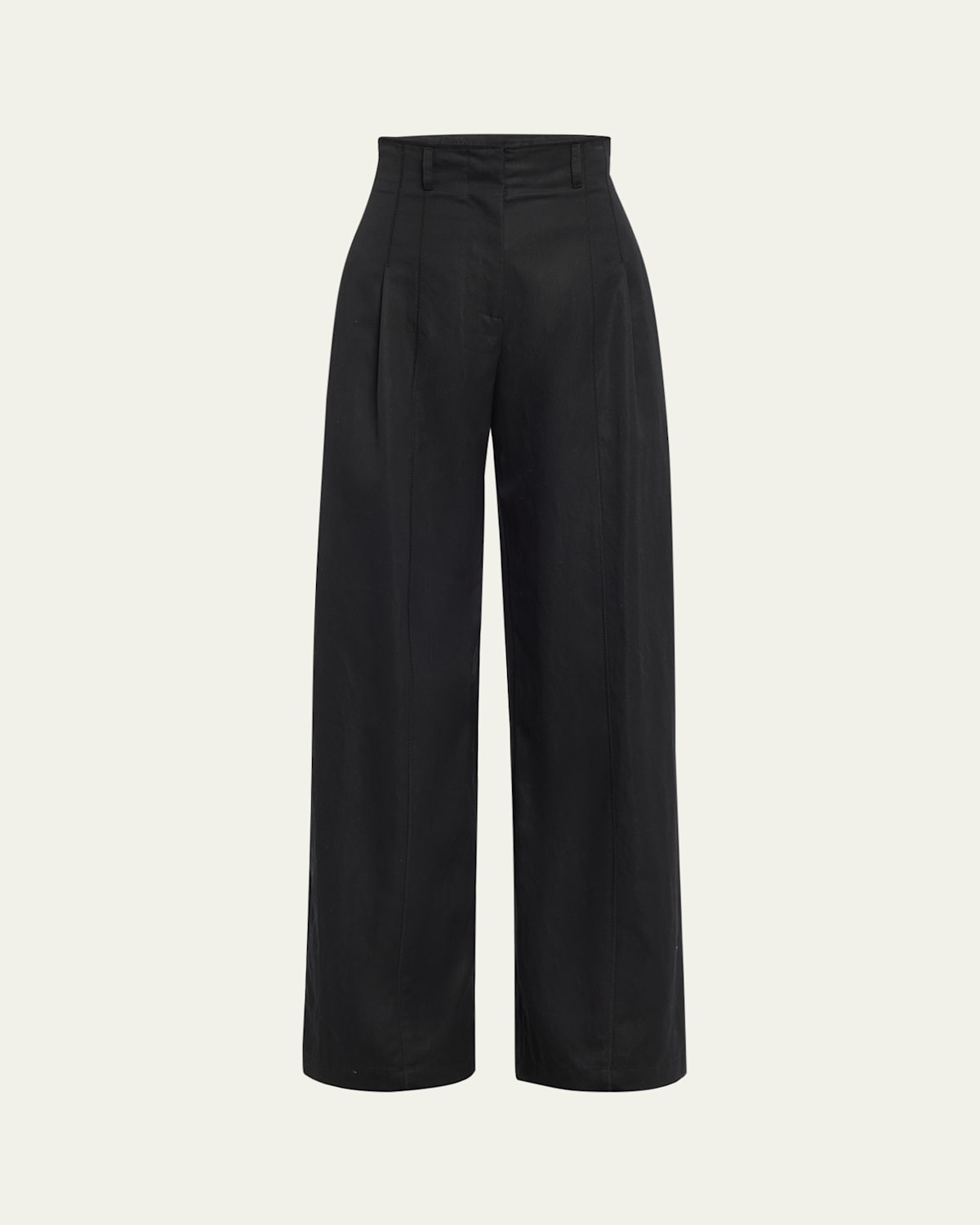 Ulla Johnson Delvine High-rise Pleated Wide-leg Pants In Noir
