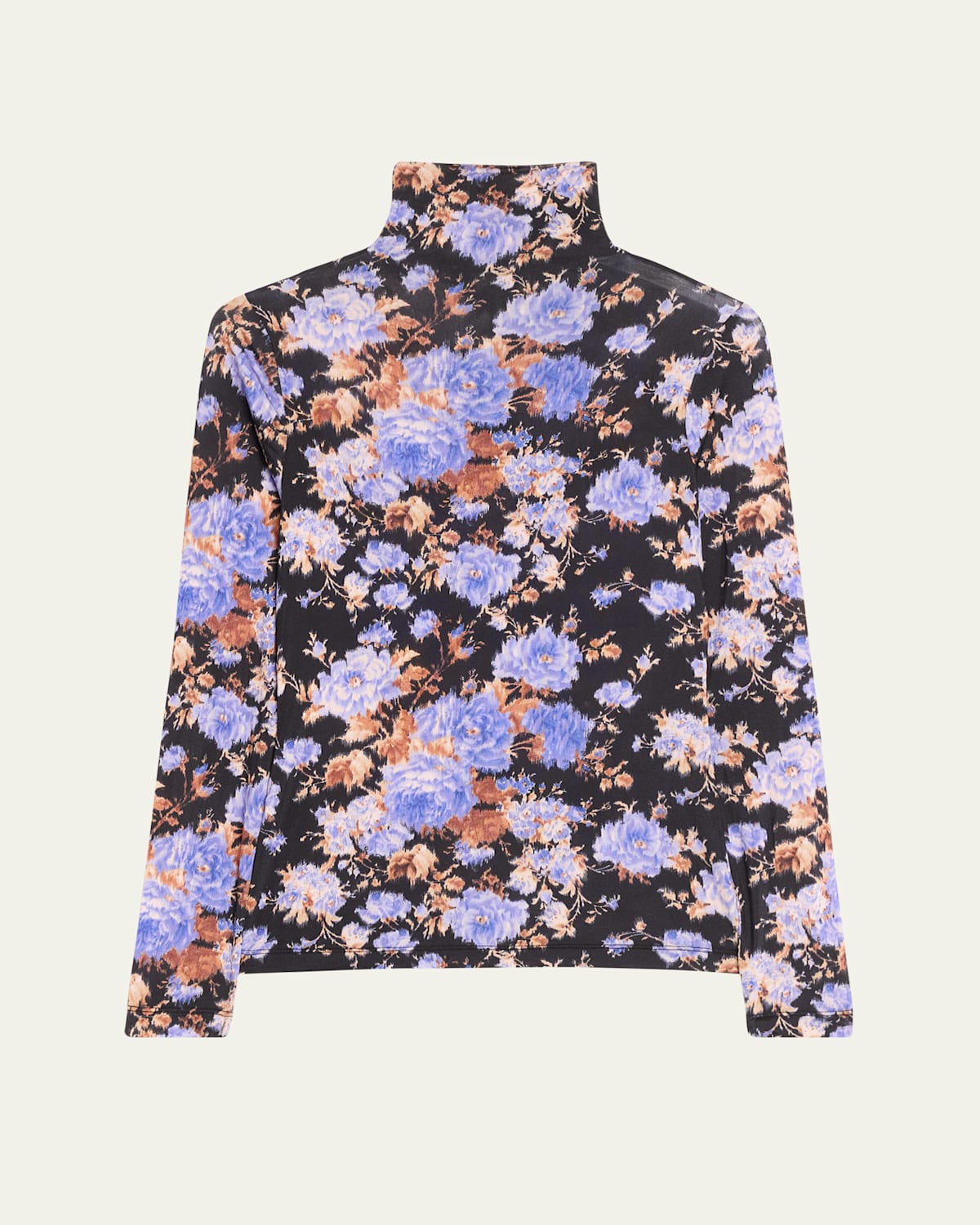 Ulla Johnson Aurelia Printed Turtleneck Long-sleeve Top In Iris