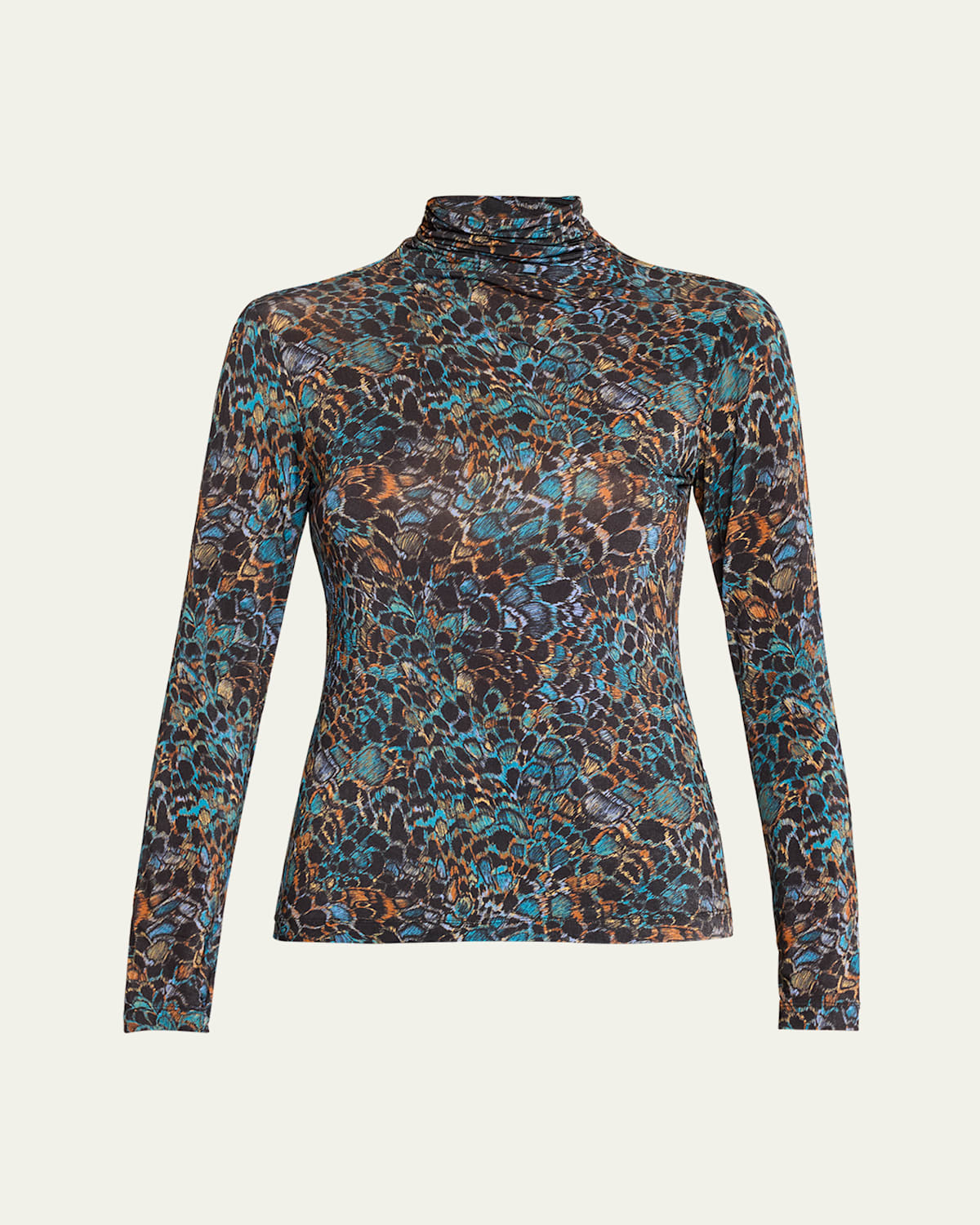 ULLA JOHNSON AURELIA PRINTED TURTLENECK LONG-SLEEVE TOP