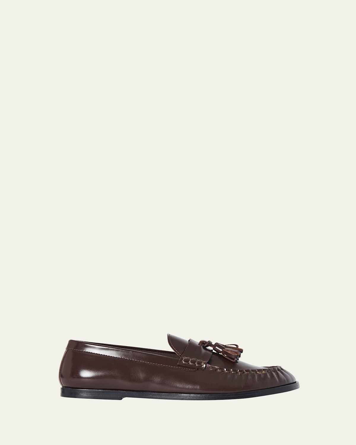 The Row Men's Box Leather Tassel Loafers In Brown