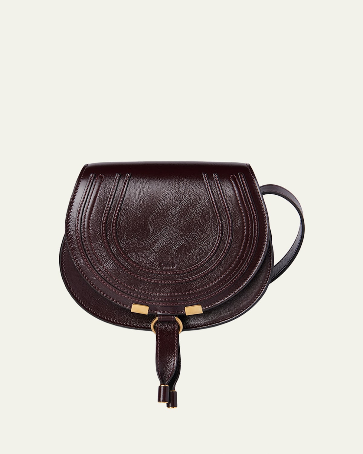 Chloé Marcie Small Crossbody Bag In Shiny Calfskin In Red