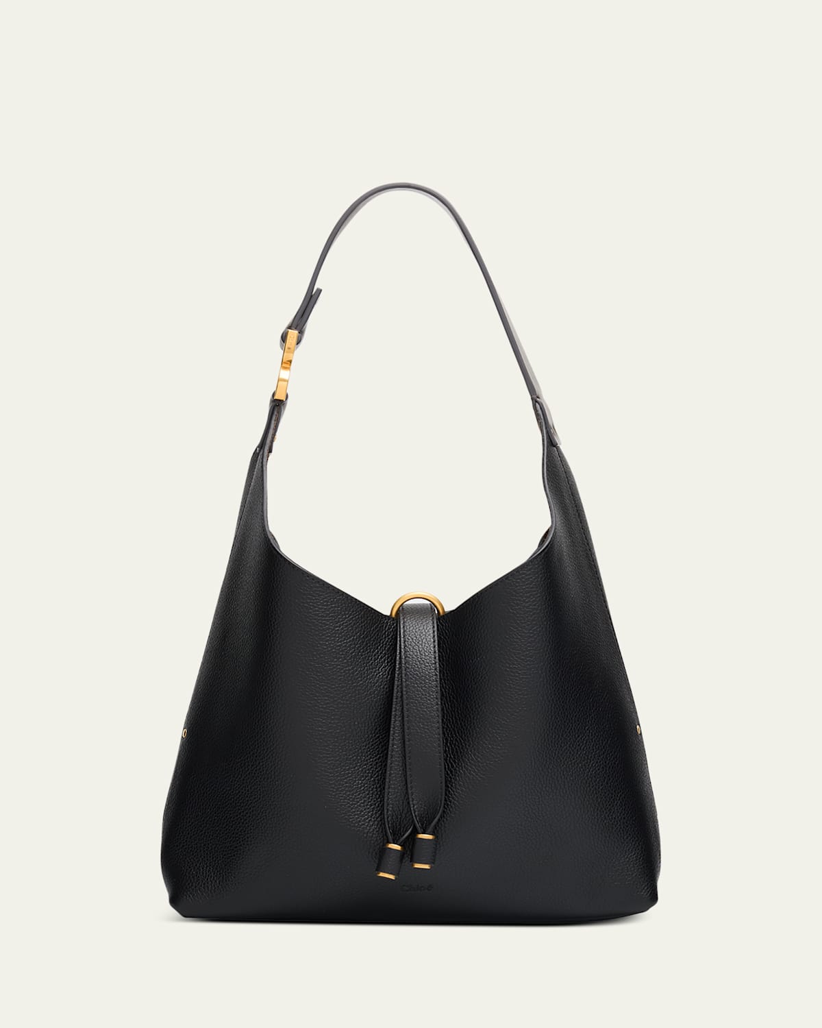 Chloé Marcie Small Hobo Bag In Grained Calfskin In Black