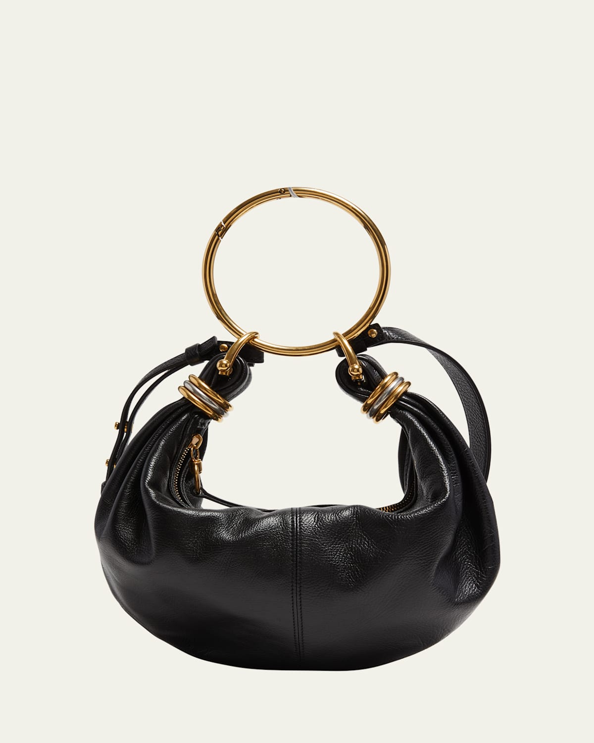 Chloé Bracelet Bag Mini In Shiny Grained Calfskin In Black