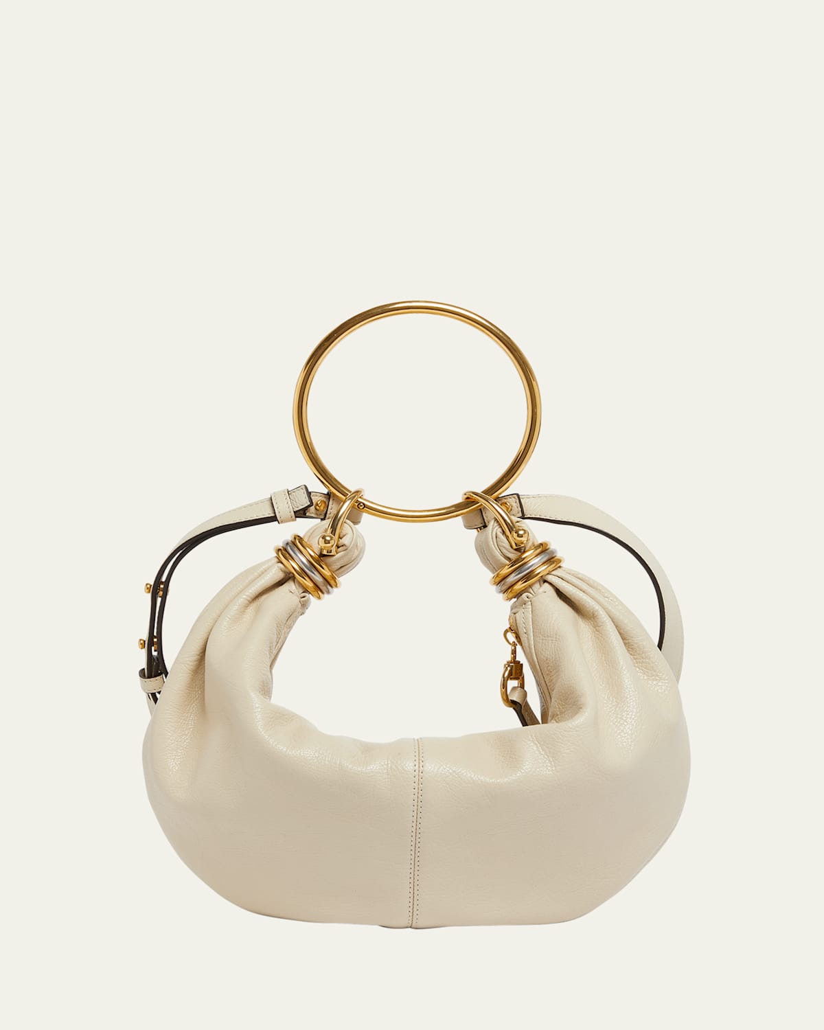 Chloé Bracelet Bag Mini In Shiny Grained Calfskin In Vegetal Beige