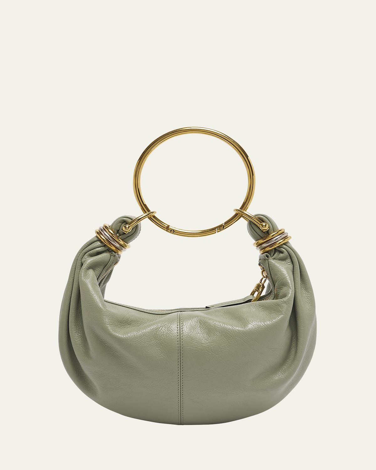 Chloé Bracelet Bag Mini In Shiny Grained Calfskin In Sea Grass