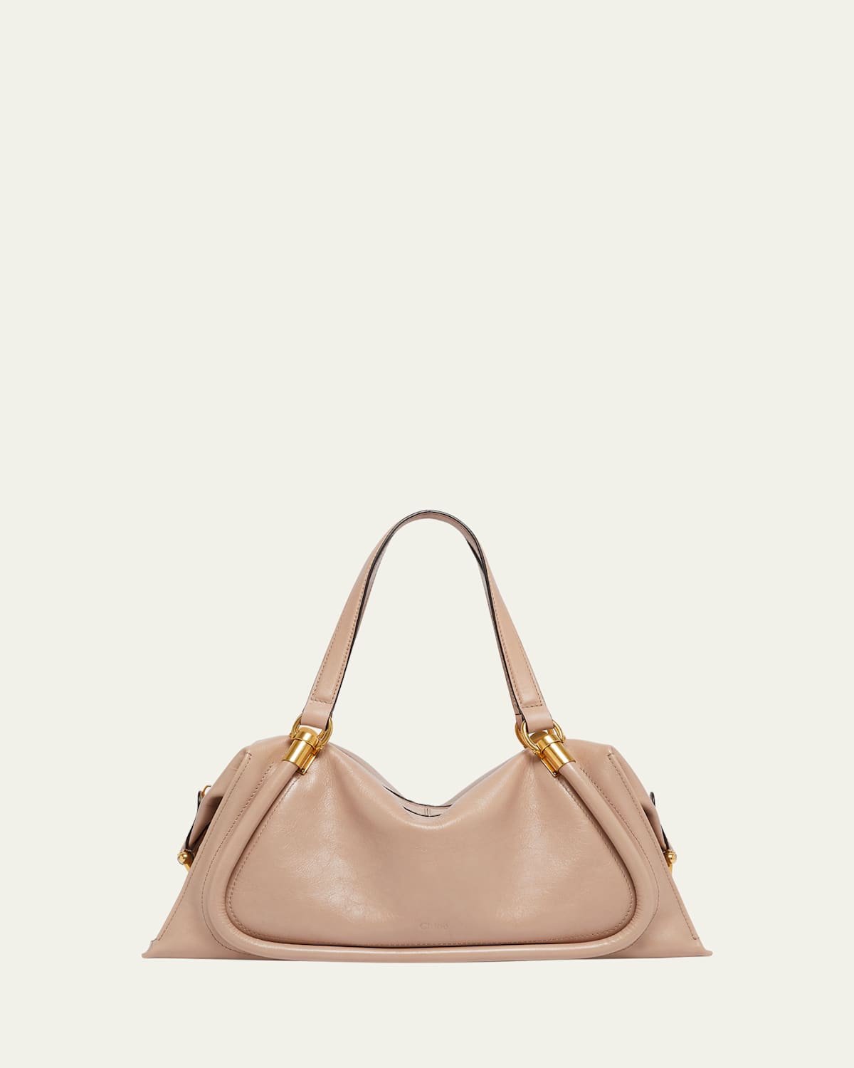 Chloé Paraty 24 Large Bag In Shiny Calfskin In Deep Beige