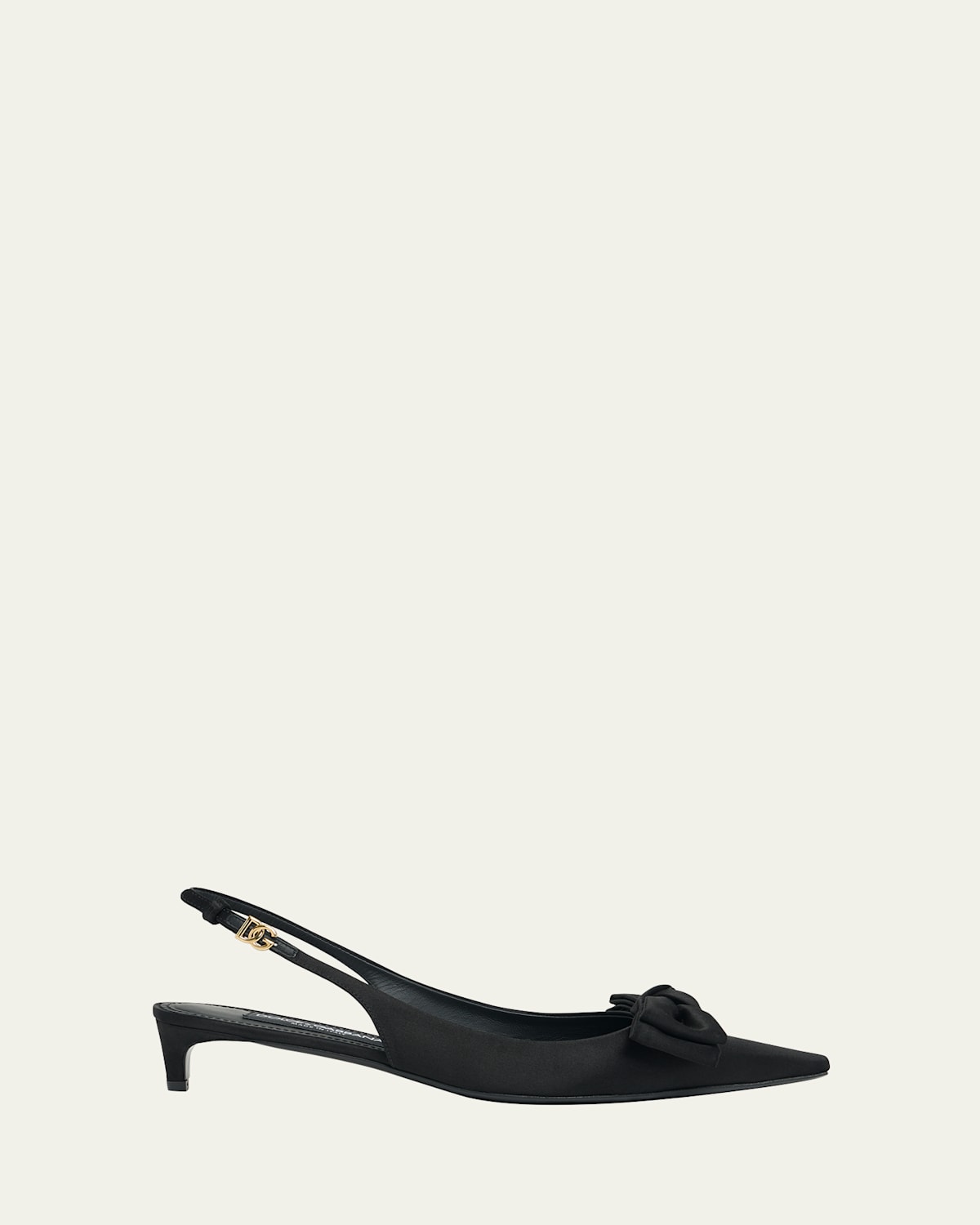 Dolce & Gabbana Satin Slingbacks With Bow Detail In Nero Nero