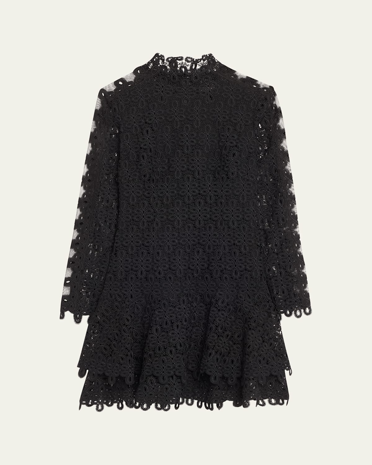 Simkhai Mccall Cage Crochet Embroidery Mini Dress In Black