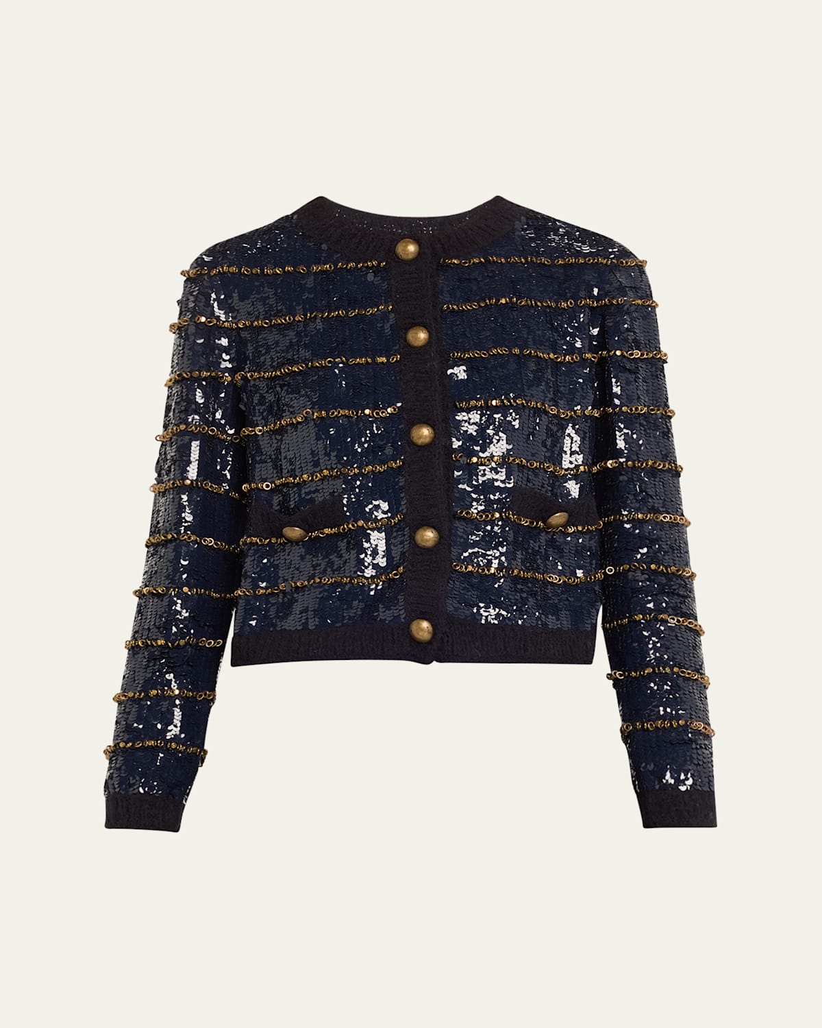 Fortela Stripe Sequined Jacket With Embroidered Rings In Blue