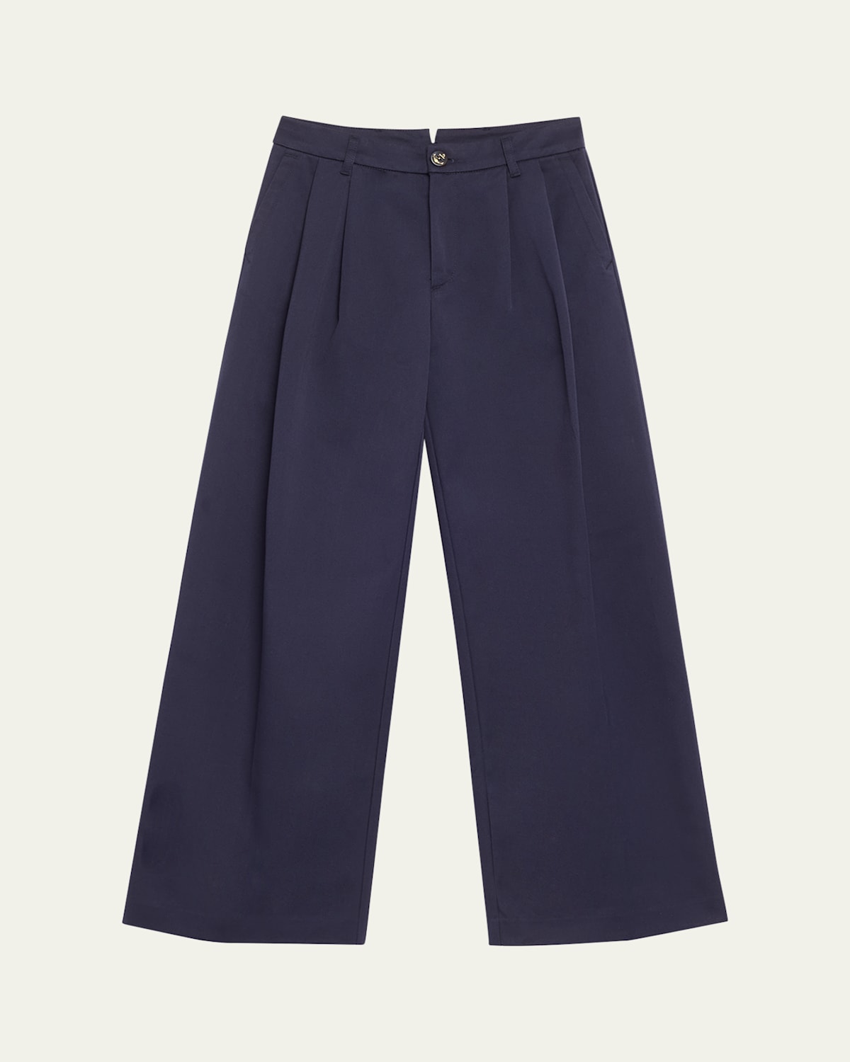 Shop Fortela Double Pleated Wide Leg Pants In Navy