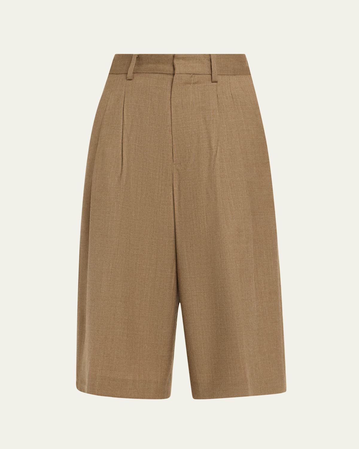 Shop Fortela Pleated Mid Leg Wool Trousers In Beige
