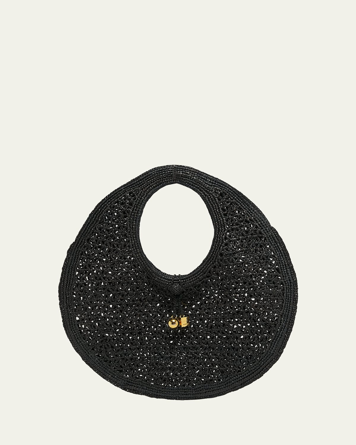 Jacquemus Le Rond Spiaggia Shoulder Bag In Raffia In Black