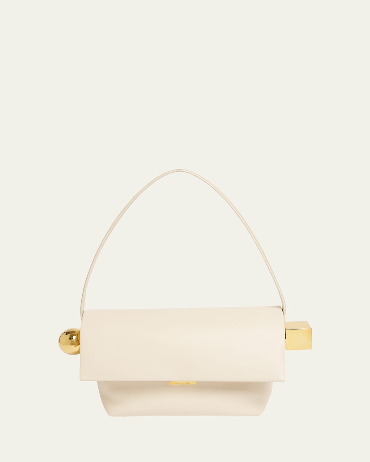 Jacquemus Le Rond Carre Leather Shoulder Bag In Light Ivory