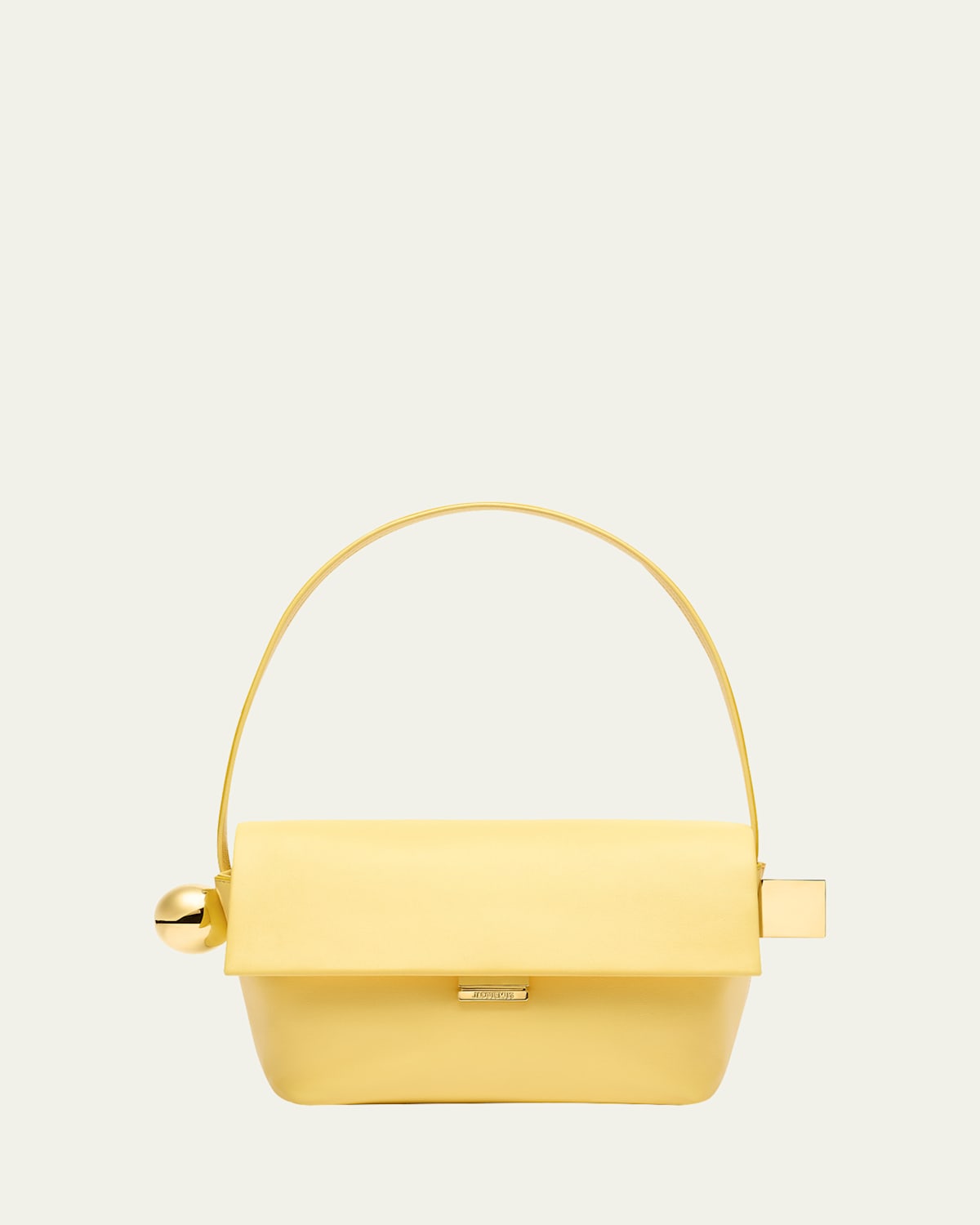 Jacquemus Le Rond Carre Leather Shoulder Bag In Light Yellow