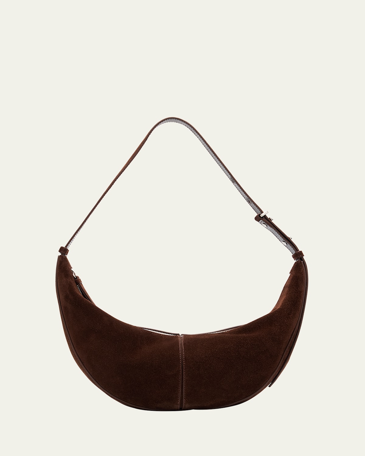 Slide Zip Suede Shoulder Bag
