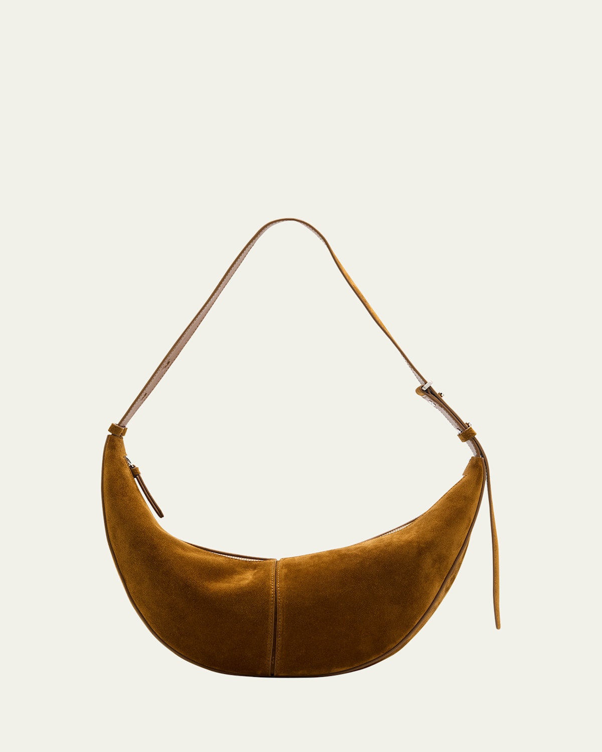 Slide Zip Suede Shoulder Bag