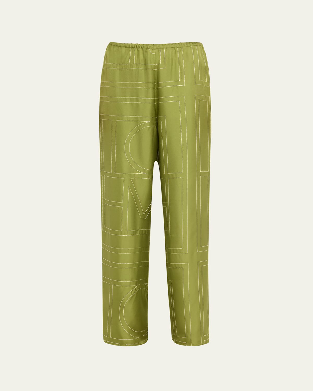Totême Monogram Silk Pajama Bottoms In Yellow