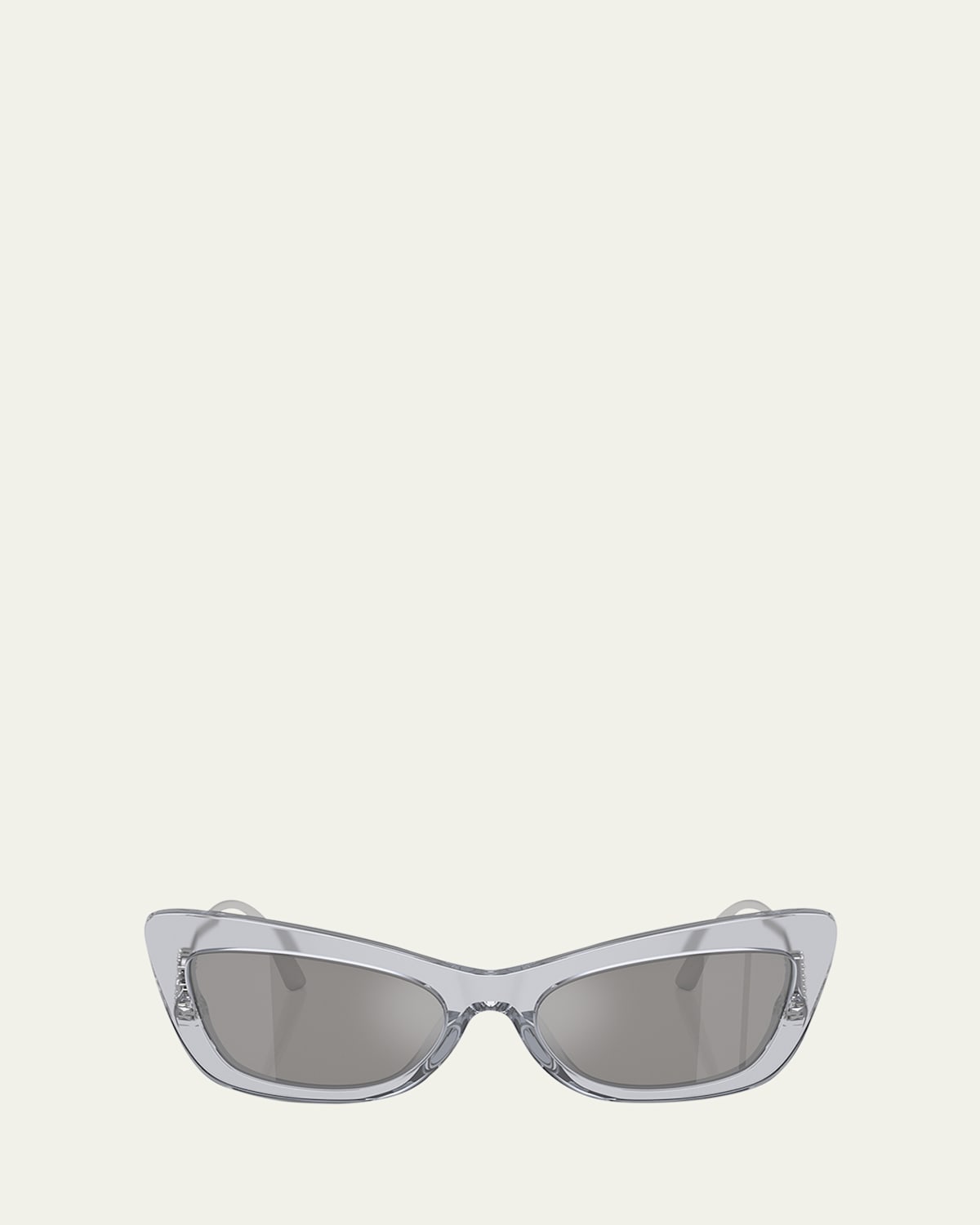 Dolce & Gabbana Dg Logo Acetate & Plastic Cat-eye Sunglasses In Transparent Grey