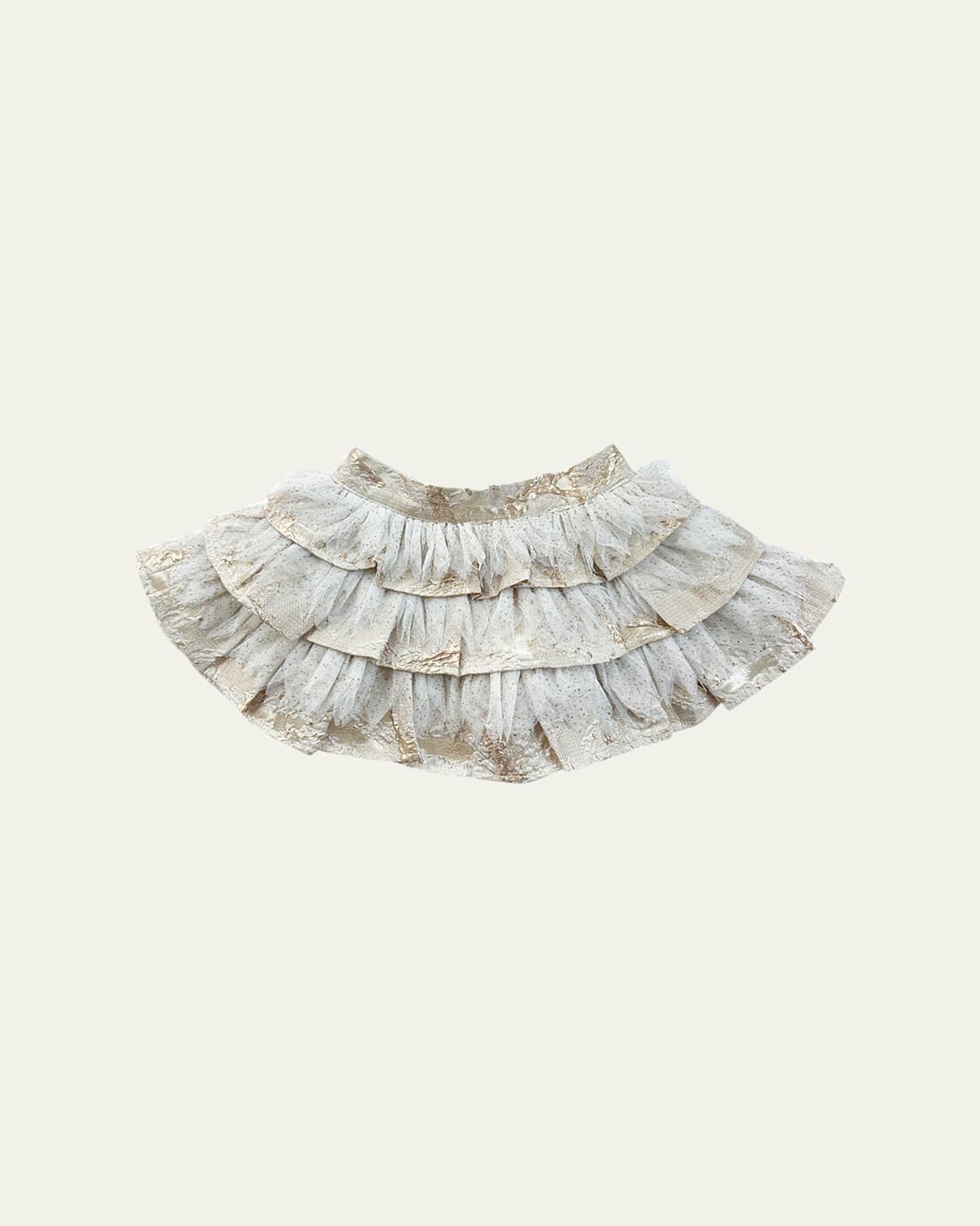 Petite Maison Girl's Charlie Ruffle-print Skirt In Gold/white