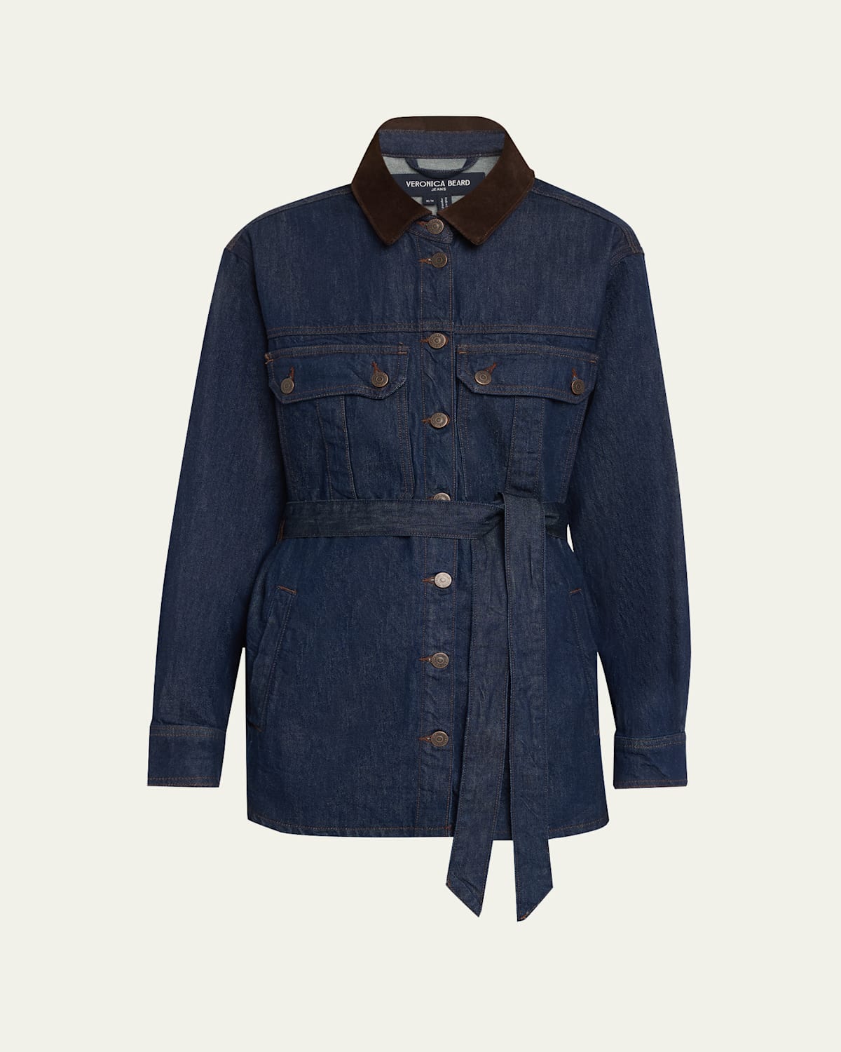 VERONICA BEARD MIKAELA BELTED DENIM SHACKET 