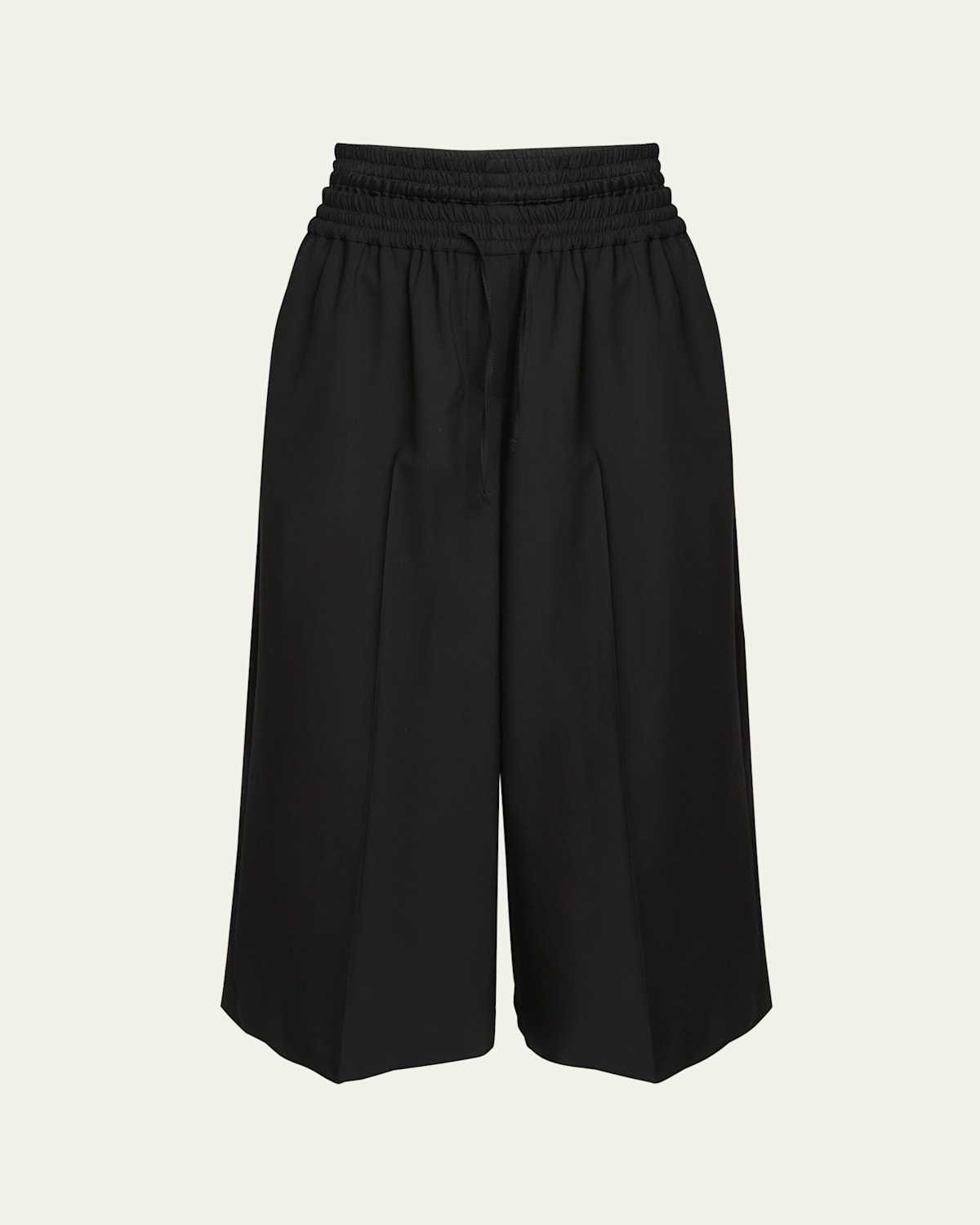 Cropped Double Waistband Wool Trousers