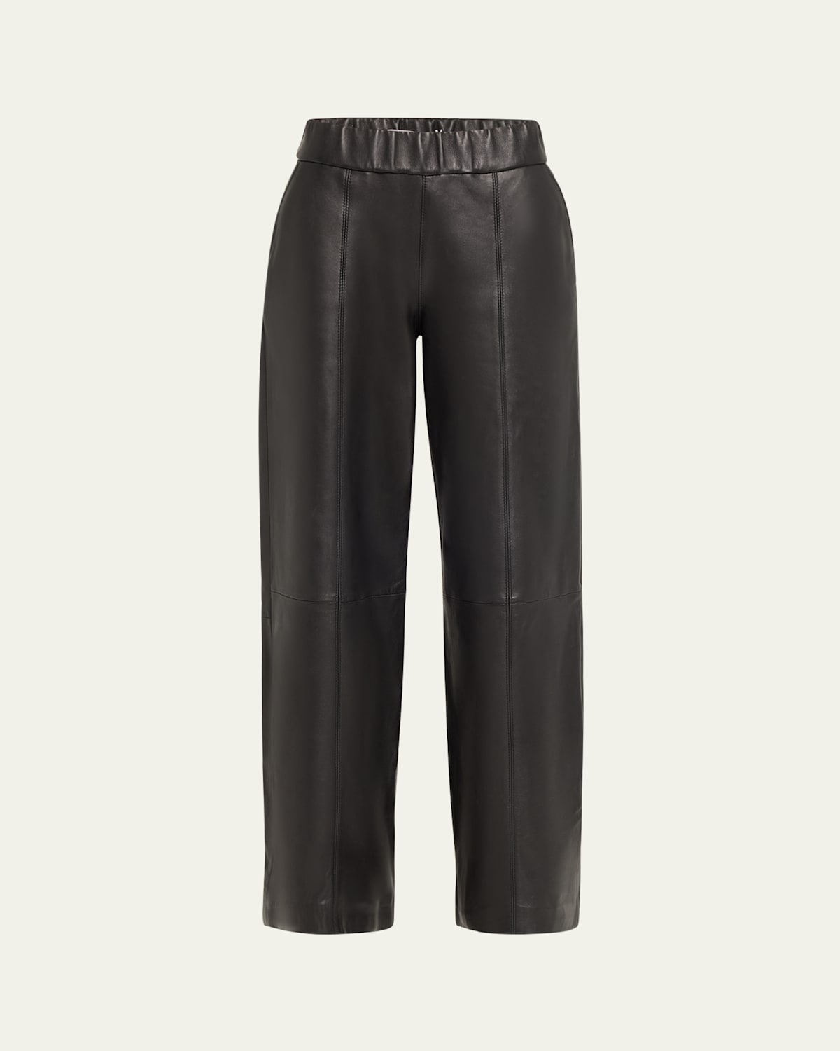 Lambskin Leather Wide-Leg Trousers