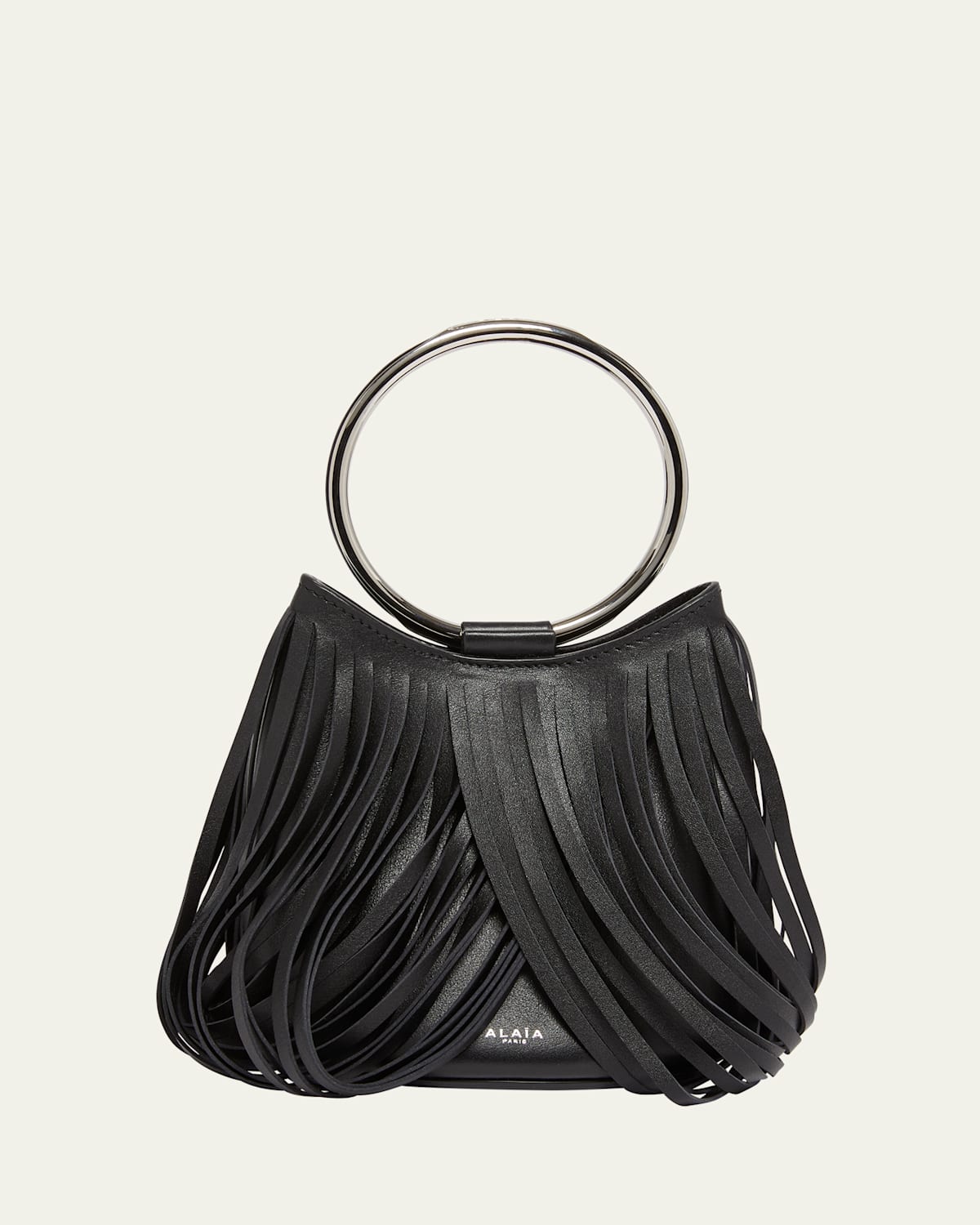 Alaïa Alaia Noir Ring Mini Tassel-trim Leather Bag In Noir