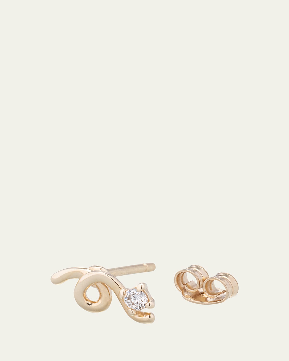 Mini Loop Earring in 9K Yellow Gold with Diamonds, Single