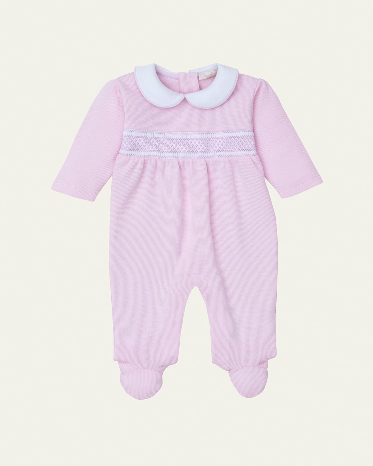 Girl's Punto Ingles Hand Smocked Footie, Size Newborn-9M