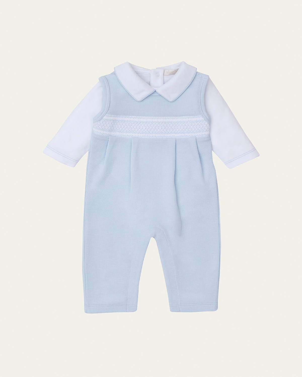 Boy's Punto Ingles Hand Smocked Overall Set, Size 3M-9M