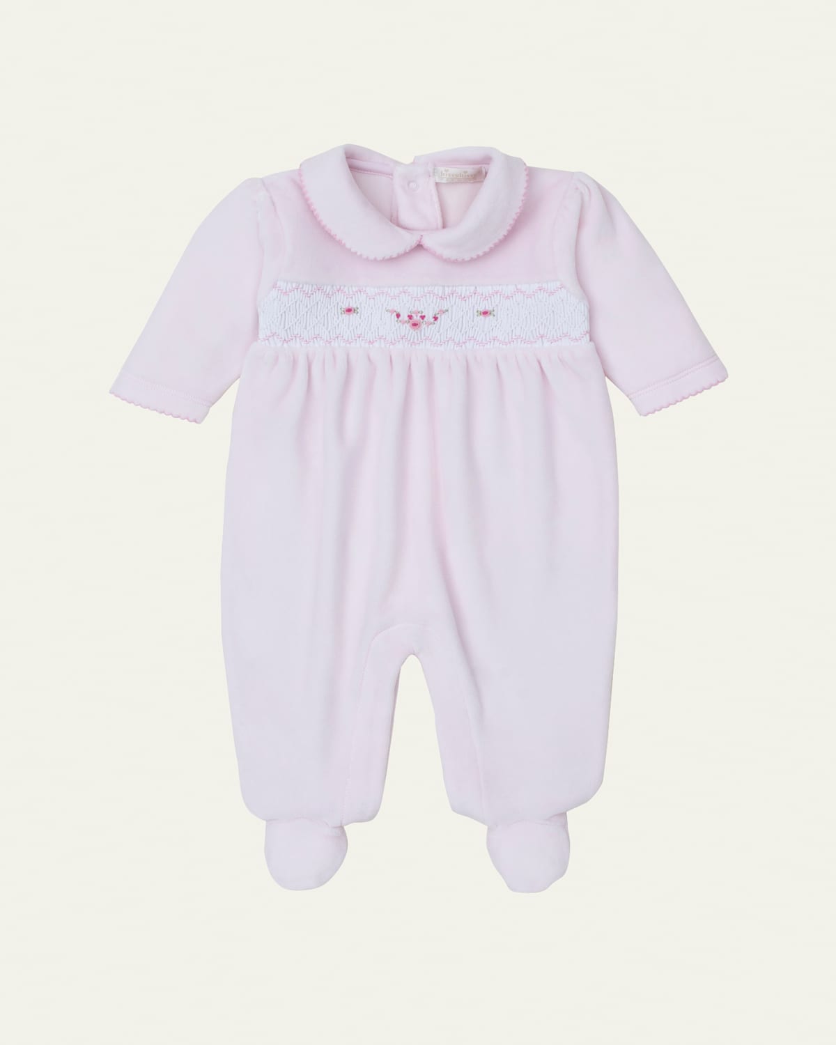 Girl's Fall Medley 24 Hand Smocked Velour Footie, Size Newborn-9M
