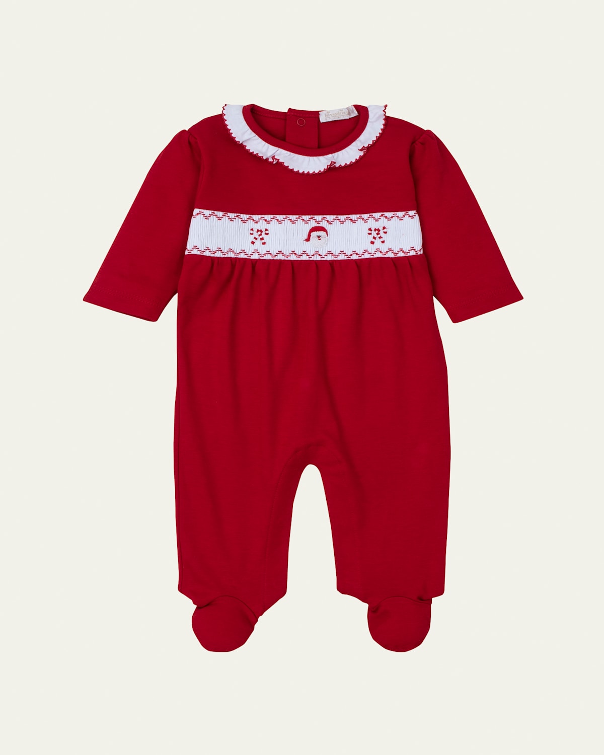 Girl's Holiday Medley '24 Hand Smocked Footie, Size Newborn-9M