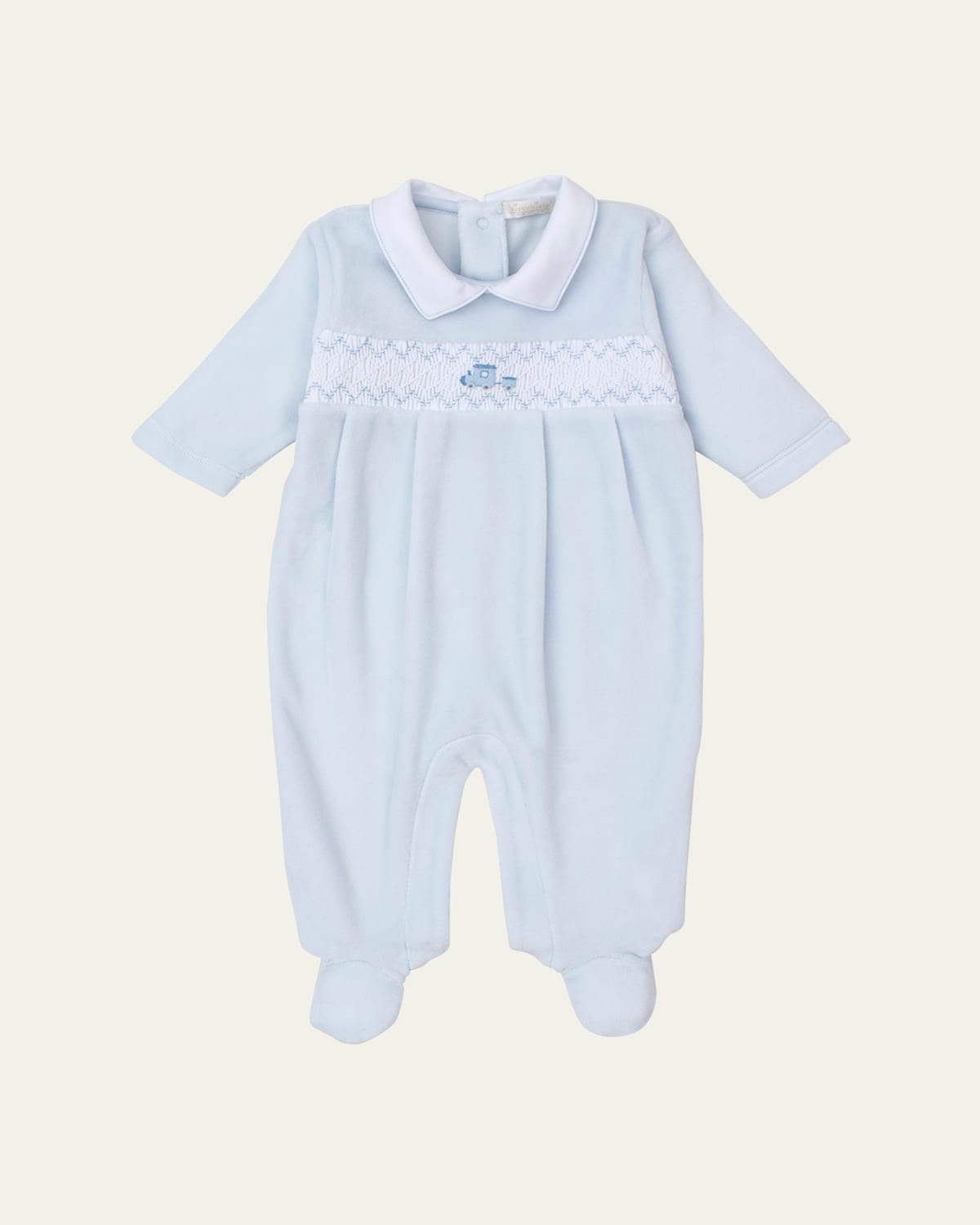 Boy's Fall Medley 24 Velour Hand Smocked Footie, Size Newborn-9M