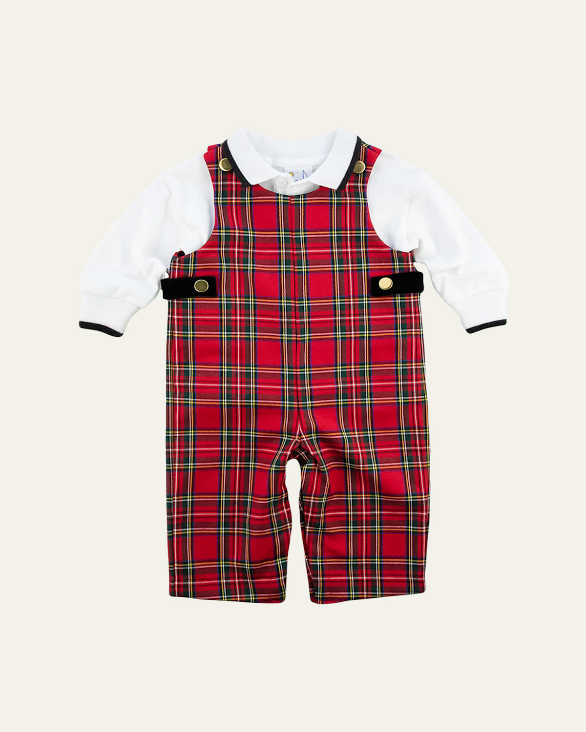 Girl's Tartan Plaid Jumpsuit & Polo, Size 6M-24M