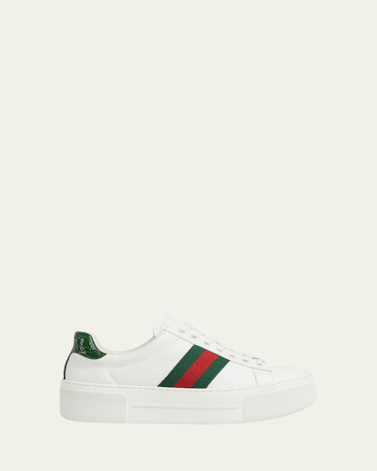 Gucci Sneakers Rubber Sole Contrasting Heel Tab In Gr Whi Vrv Green Ace